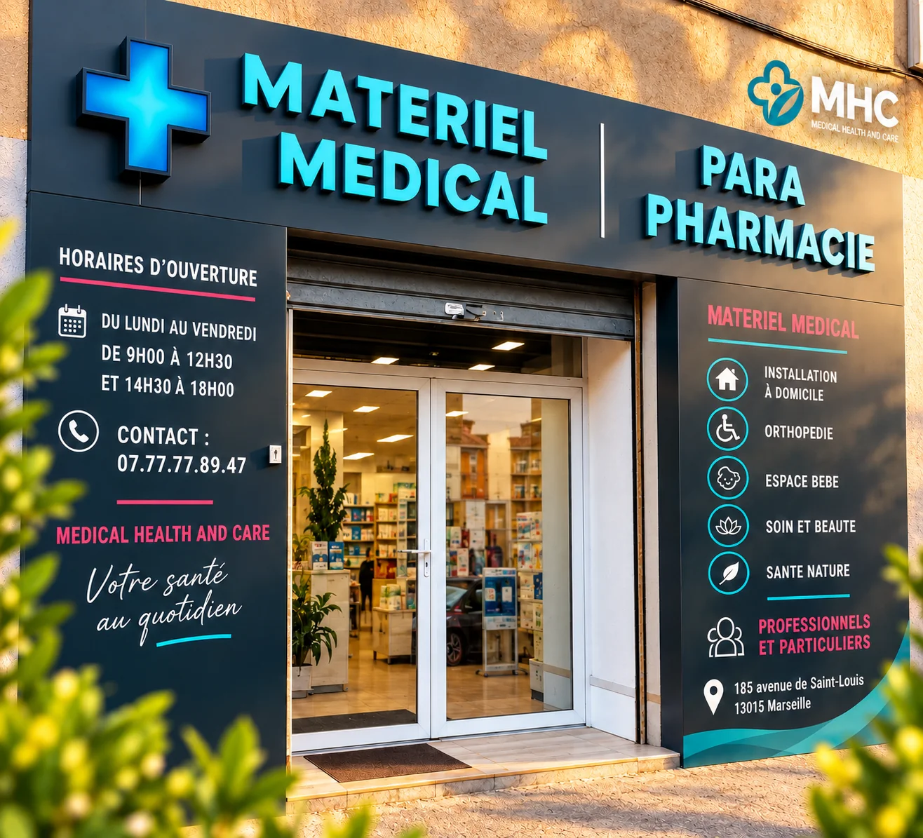Devanture du magasin MHC à Marseille