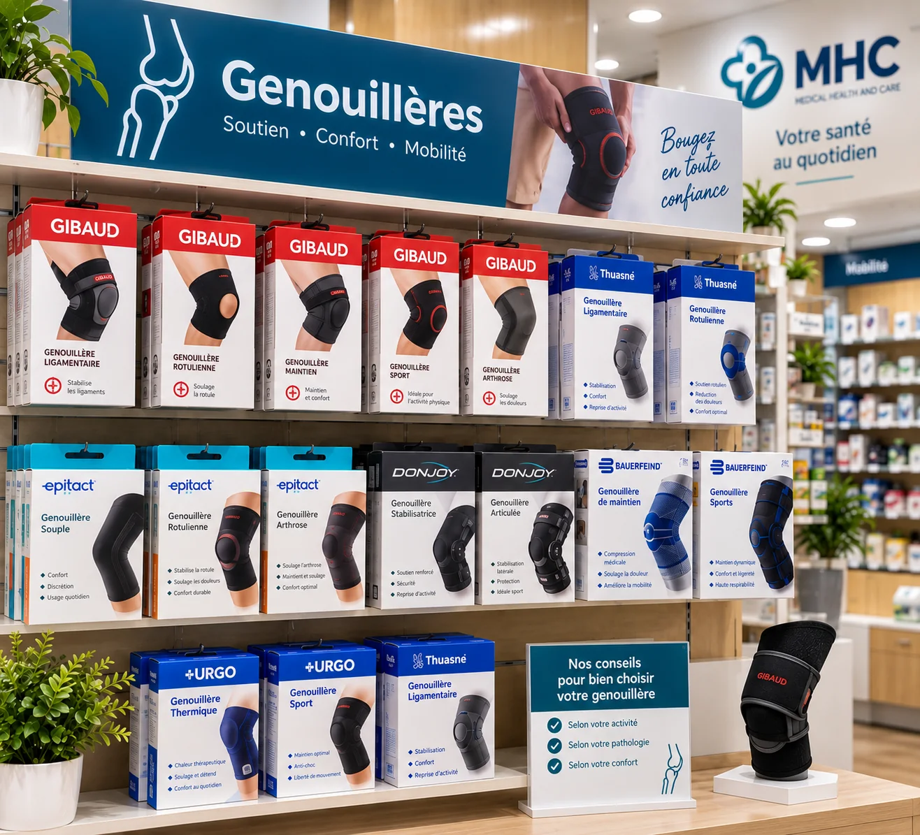 Rayon genouillères et orthopédie du magasin MHC