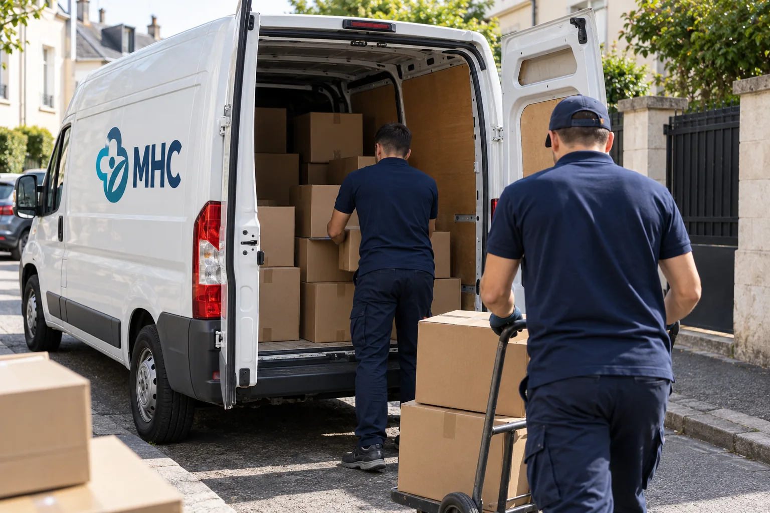 Véhicule de livraison MHC en tournée dans les Bouches-du-Rhône